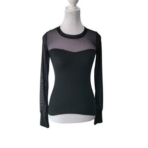 Bohme Size XS Black Sheer Mesh Long Sleeve Top Goth Punk Layering dark romance